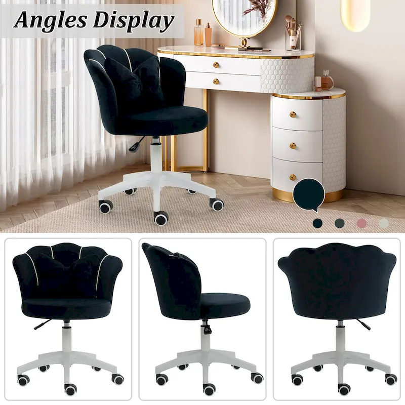 XINMICS Modern Velvet Task Chair 360 Swivel Adjustable Height Office Chair