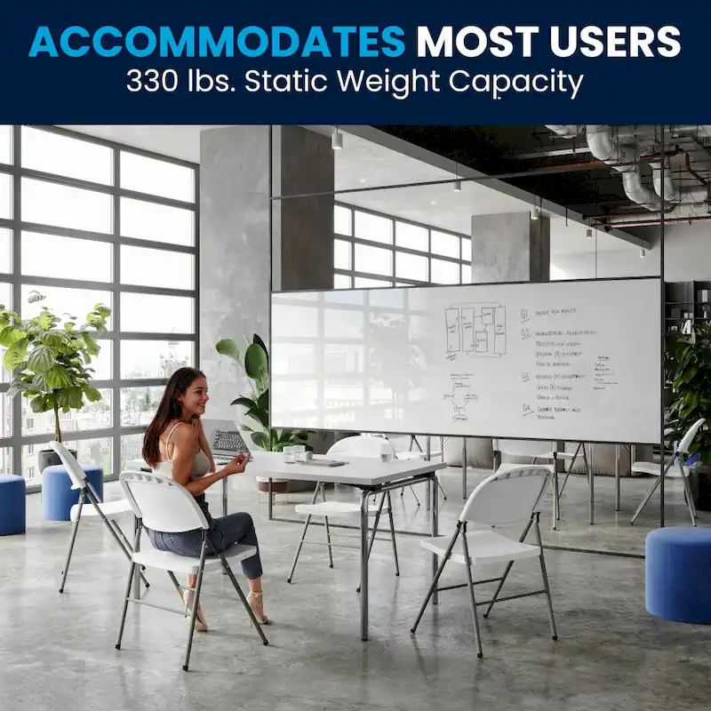 2 PK 330 lb. Capacity Plastic Folding Chair with Charcoal Frame