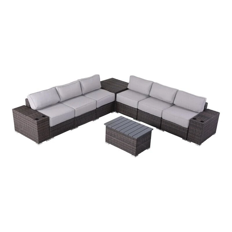Wicker/Rattan 6 - Person Seating Group with Cushions