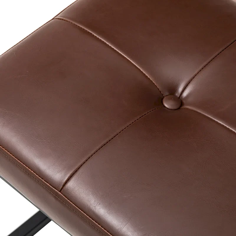 Glitzhome Set of 2 24 W Modern PU Leather Button-tufted Ottoman Foot stool