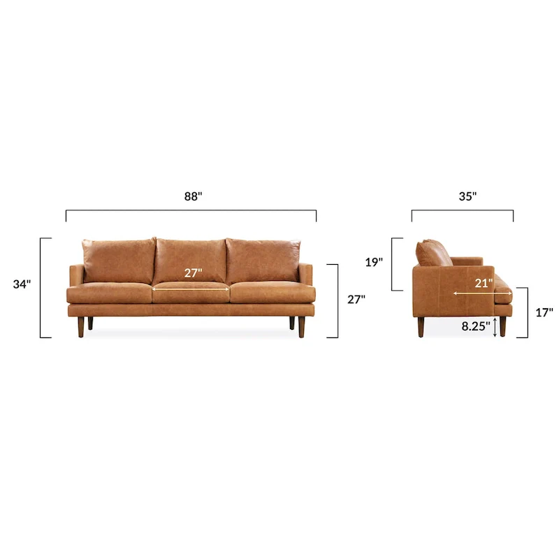 Poly & Bark Girona 88 Sofa - Full Grain Genuine Italian Leather