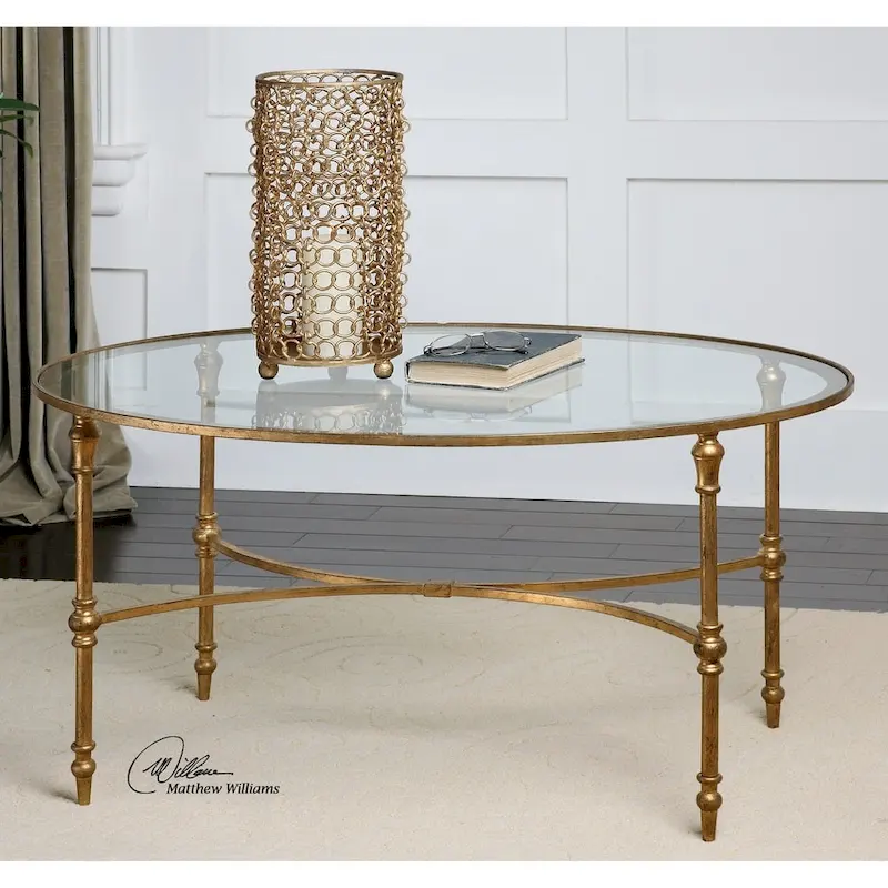 Uttermost Vitya Gold Leaf Glass Coffee Table