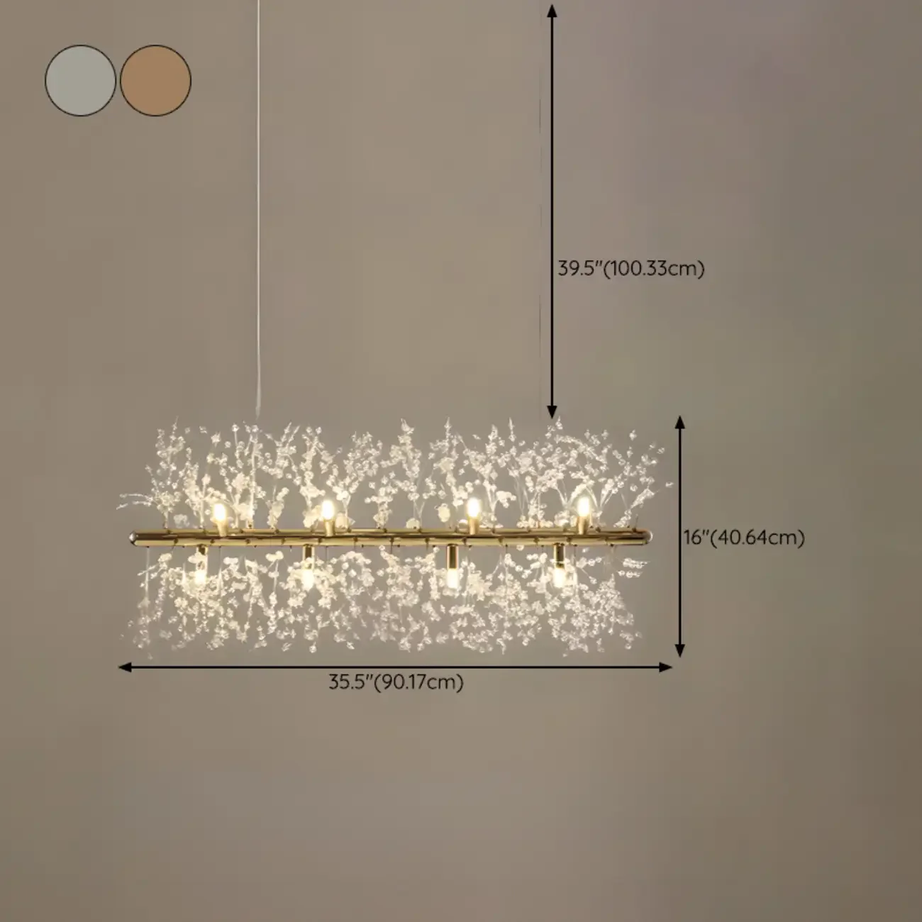 Golden Geometric Crystal Island Light Adjustable Hanging Length