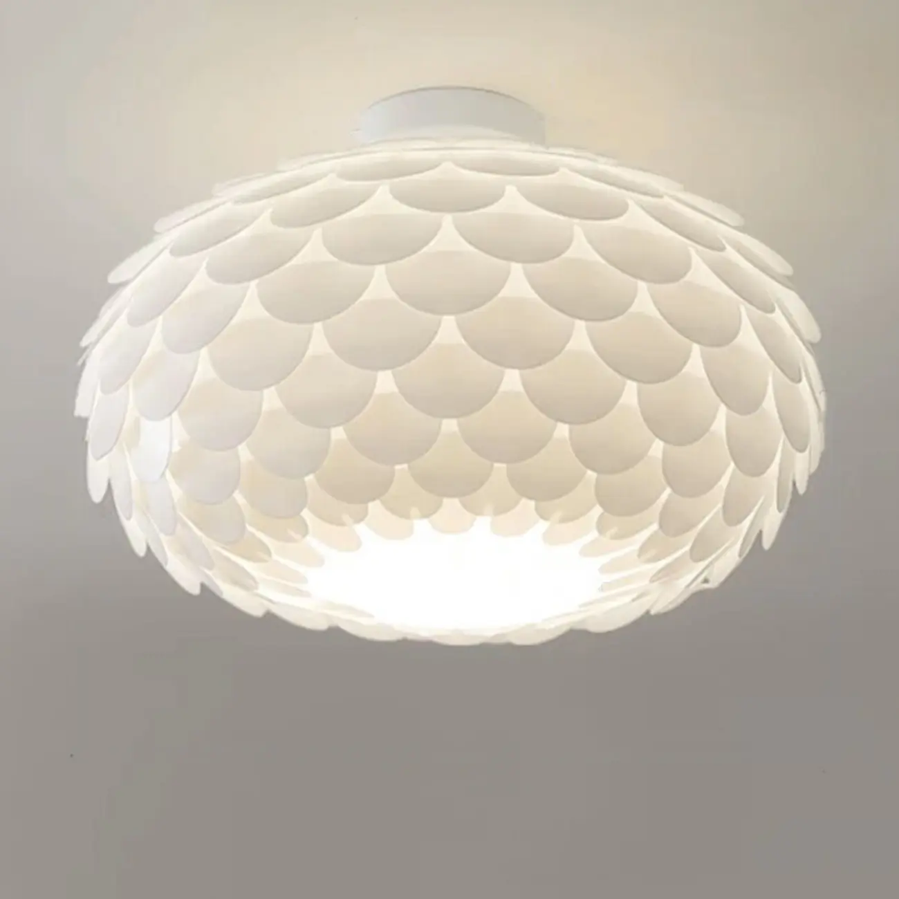 Scalloped White Acrylic Dome Semi Flush Ceiling Light