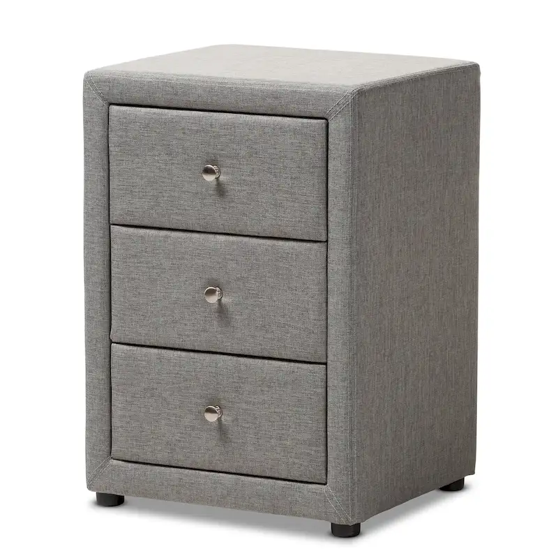 Contemporary Upholstered 3-Drawer Nightstand by