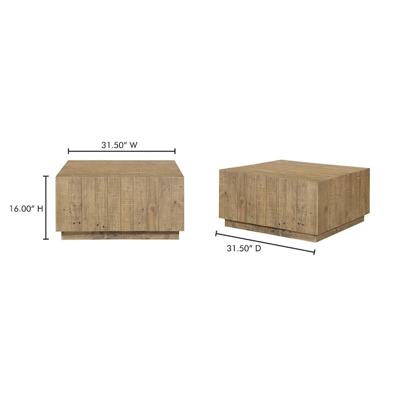 NADAAL STUDIOS Niall, Square Wooden Coffee Table, Brown - 31.5 X 31.5 X 16