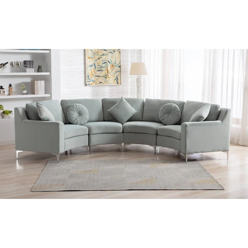 136 Velvet Semicircle couch Modular Curve Sectional Sofa