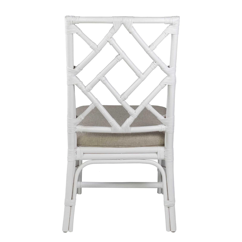 Natural Rattan Handmade Chippendale Cushioned Dining Chairs by East at Main