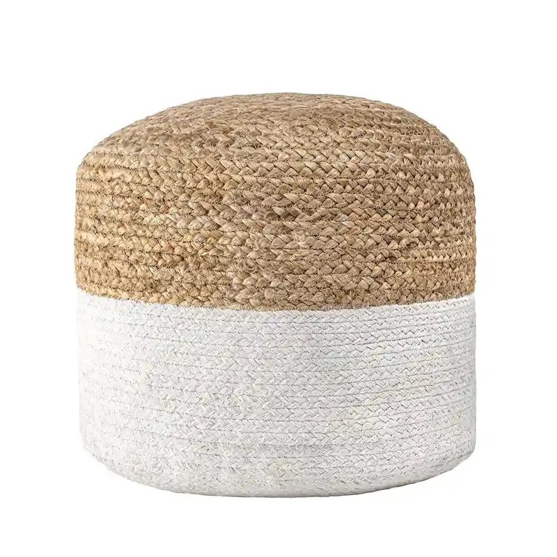 Nuloom Janus Braided Jute Ottoman Pouf
