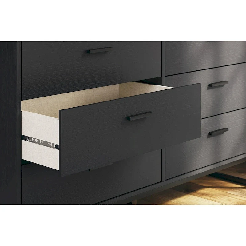 Signature Design by Ashley Socalle Black Panel Headboard with Dresser and Nightstand