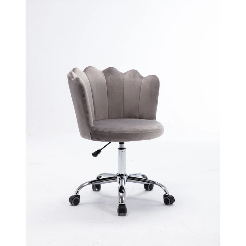 Velvet Upholstered Adjustable Height Swivel Home Office Chair