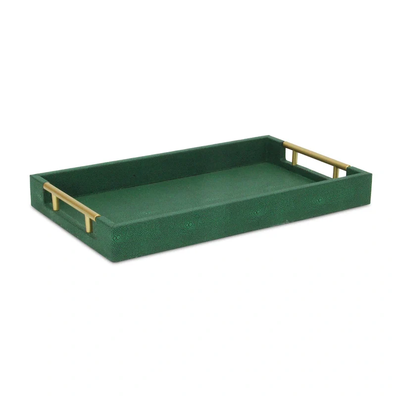 Lusan Faux Shagreen Tray with Handles
