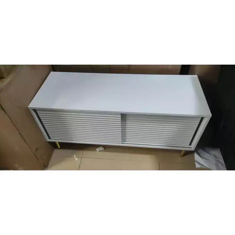 42-Inch Modern Fluted Shoe Cabinet Bench - Black / White