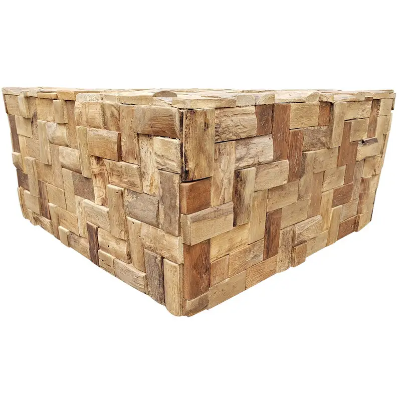 Chic Teak Rustic Recycled Teak Wood Java Coffee Table, 32 inch