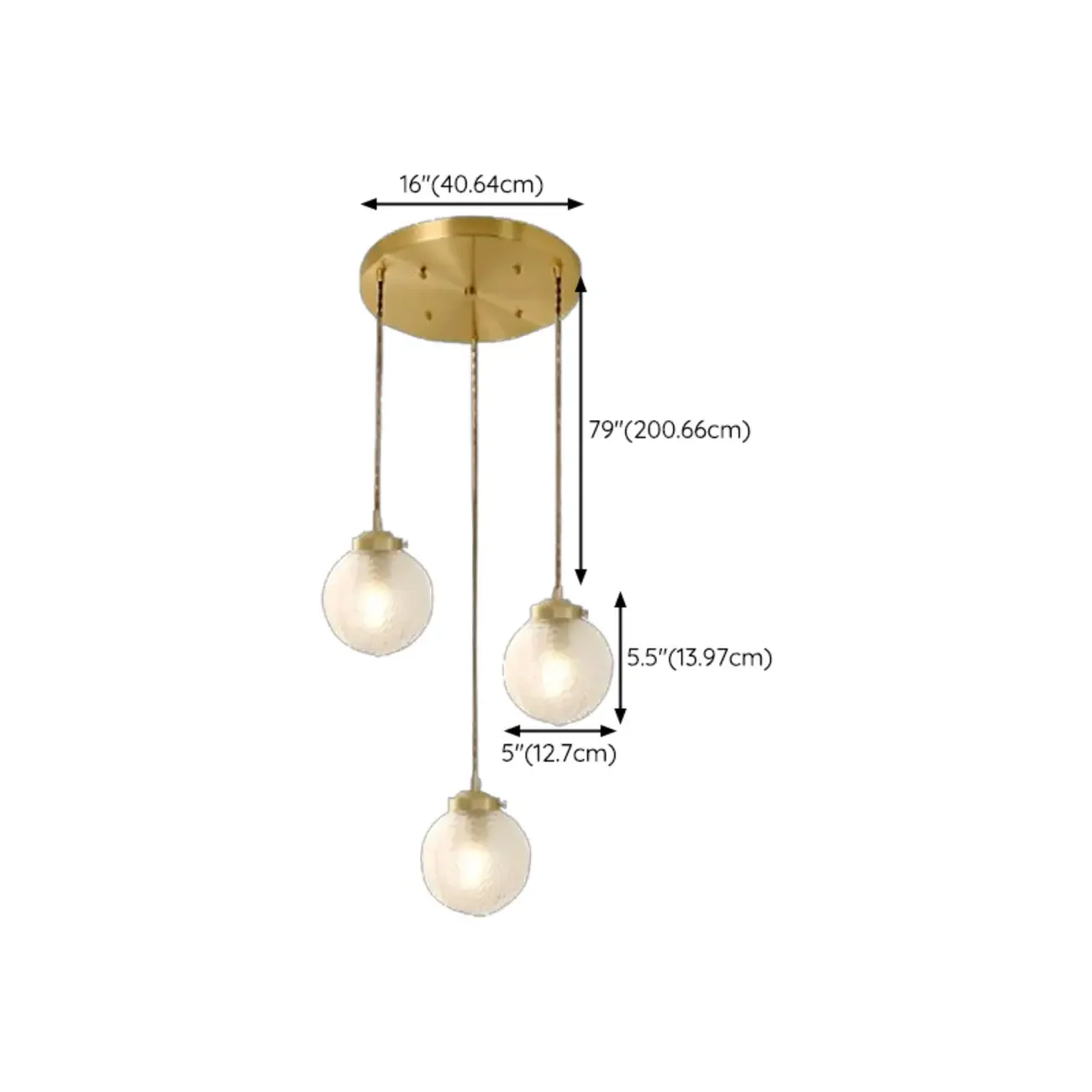 Modern Gold Carved Glass Globe Pendant Light