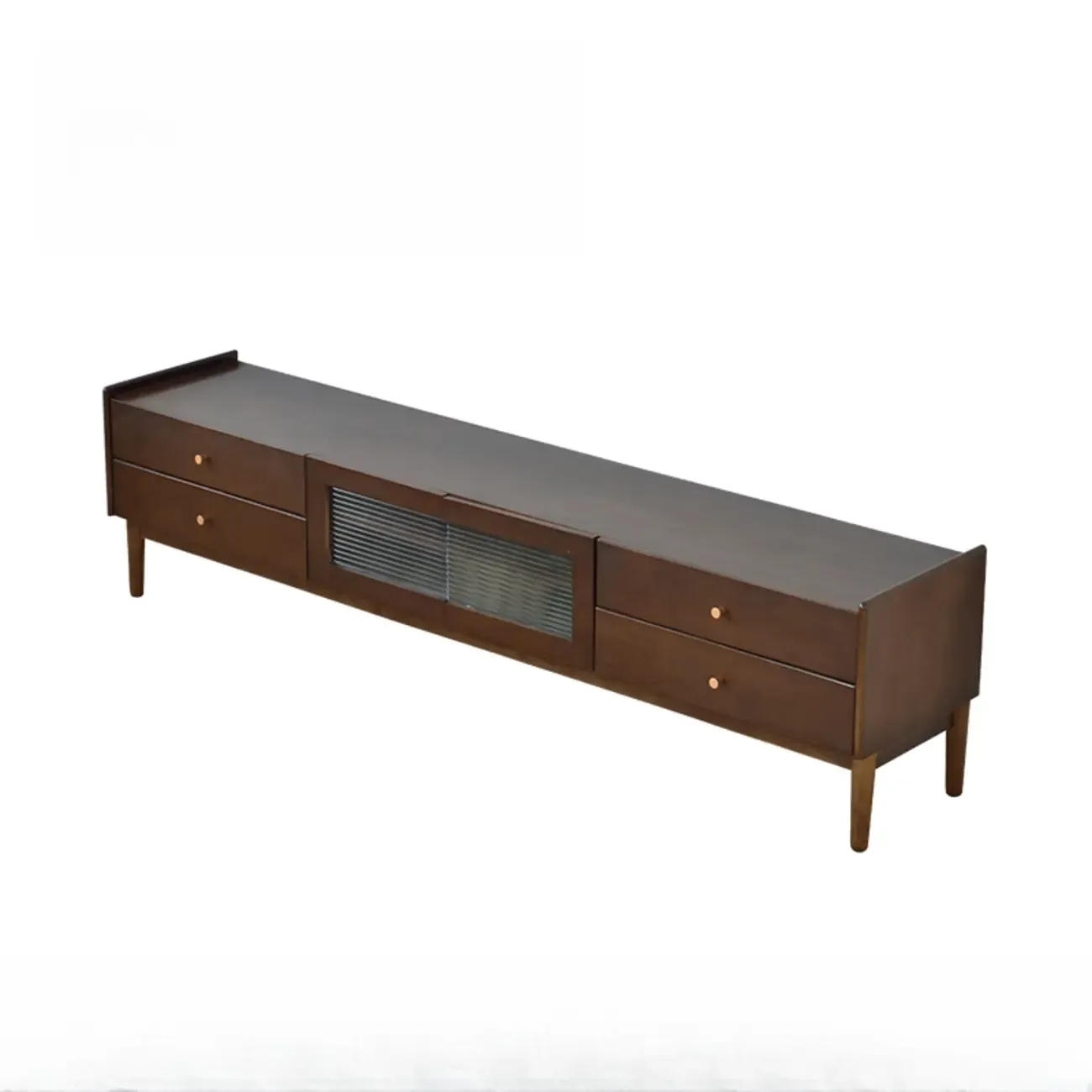 87 Living Room Walnut Wood TV Stand with Adjustable Shelves