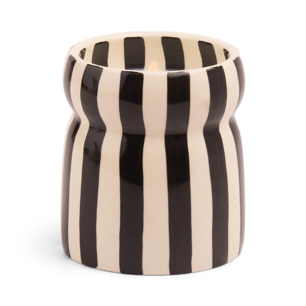 Designworks Cabana 6.5oz/184g Black Stripped Ceramic Candle - Lava Stone