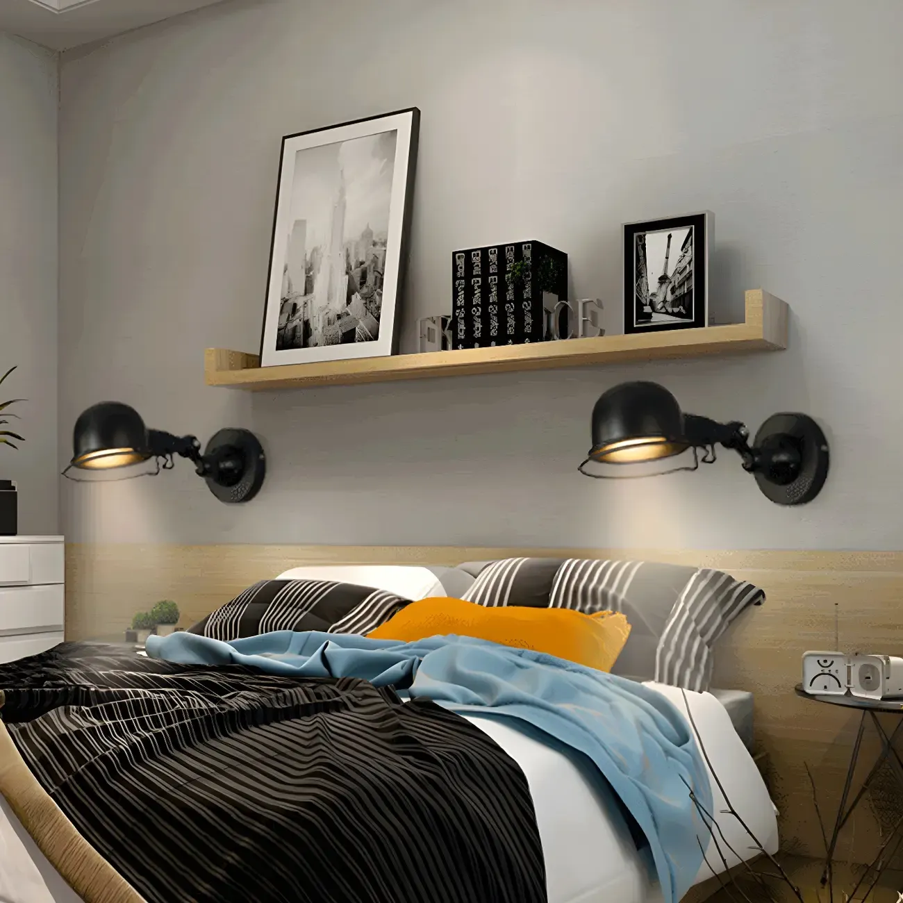 Industrial Black Dome 12“ Adjustable Arm Wall Sconce