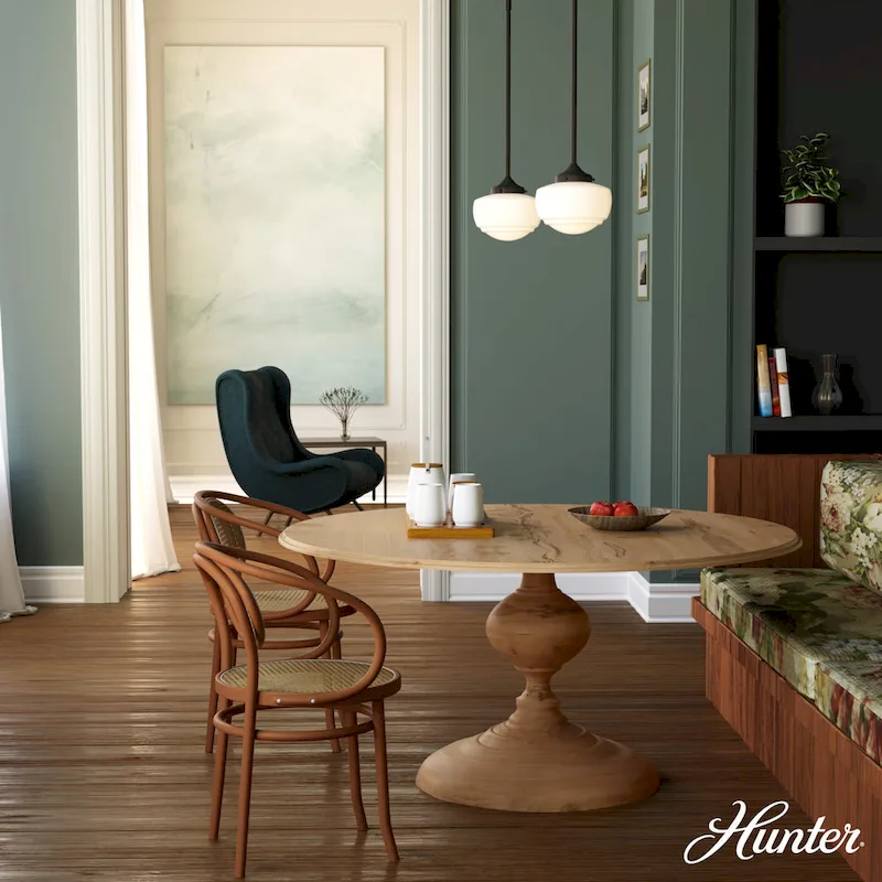 Hunter Saddle Creek 1-Light Mini Pendant / Semi-Flush Mount Ceiling Light - Kitchen Island, Dining Room, Hallway