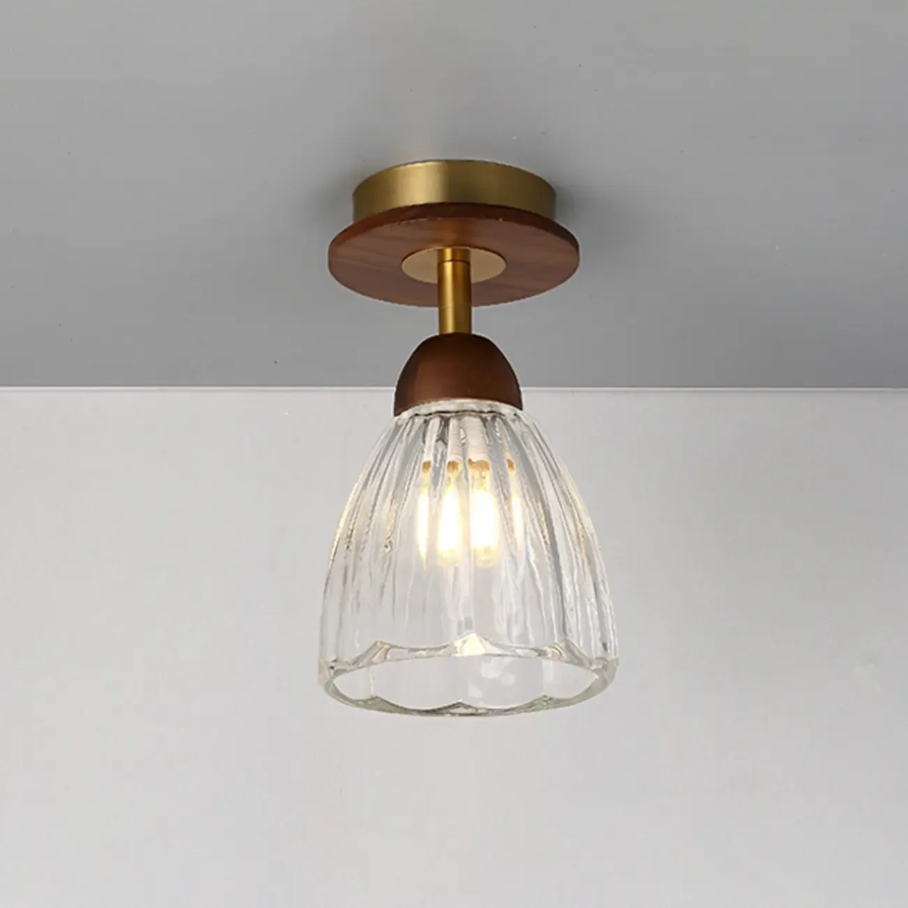 Caramel Gradient Glass Dome Semi Flush Ceiling Light