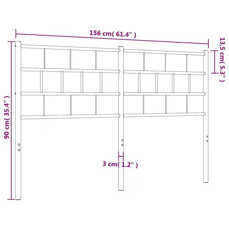 vidaXL Metal Headboard, Powder-Coated Steel, Headboard Only