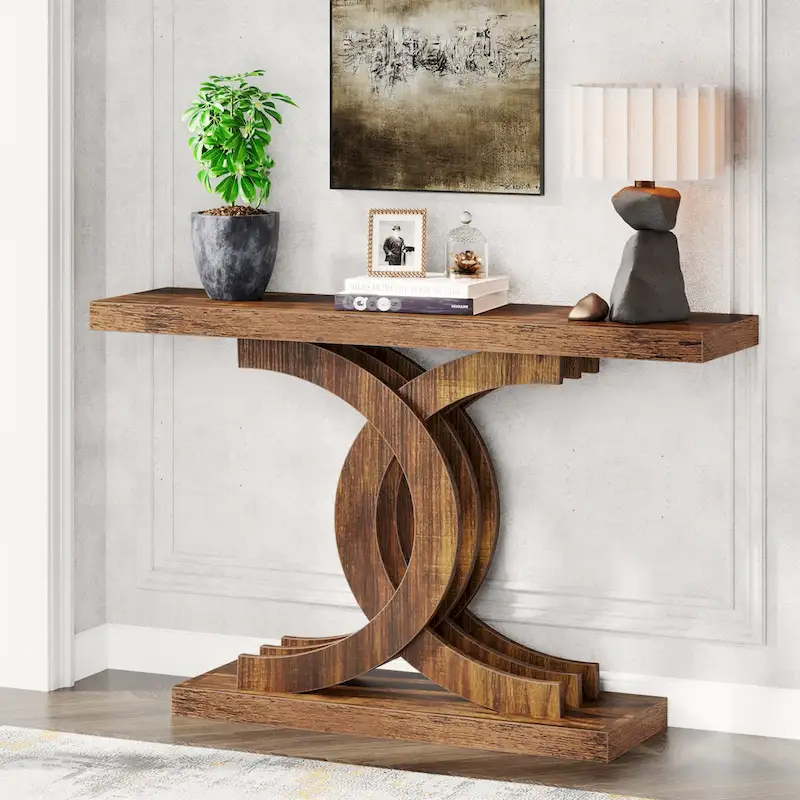 Console Table, Entryway Table with Geometric Legs, Sofa Table - 11.81D x 39.37W x 31.49H