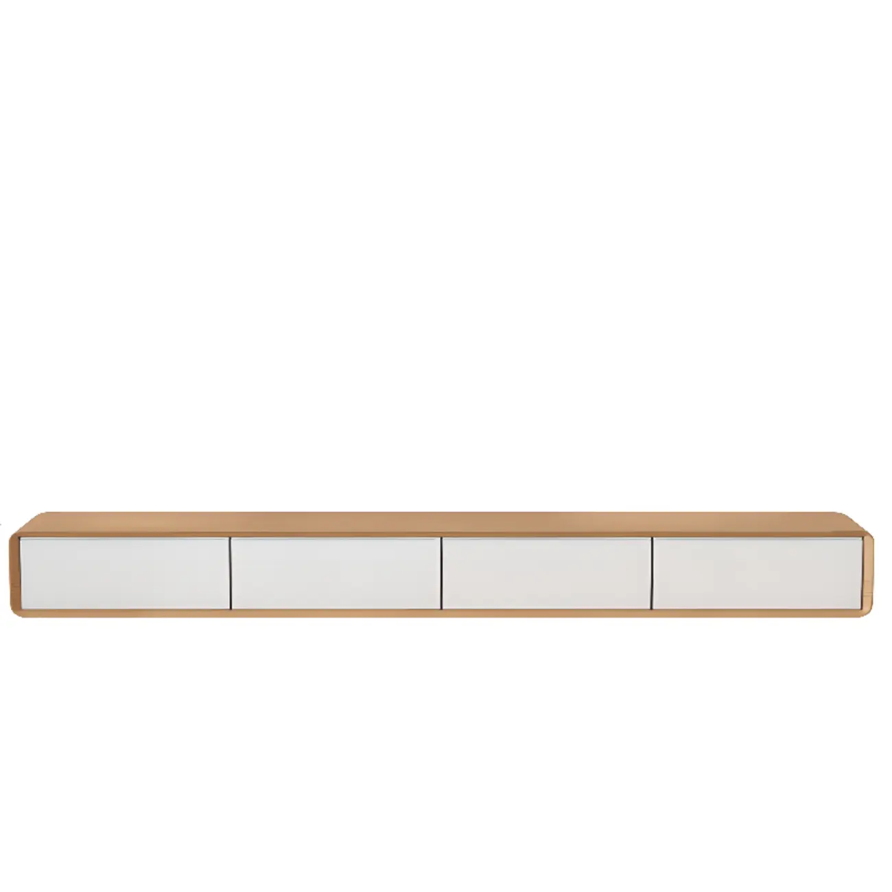 Walnut-Black Wood Drawers Floating Mount TV Stand Wall-Mounted