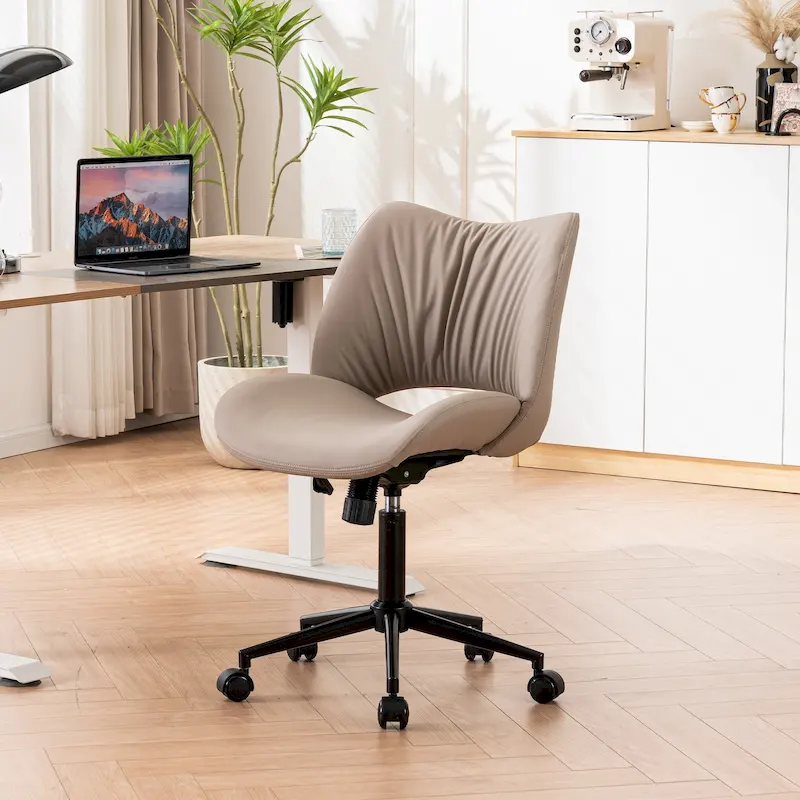 Swivel Armless Ergonomic Office Chair with Wheels