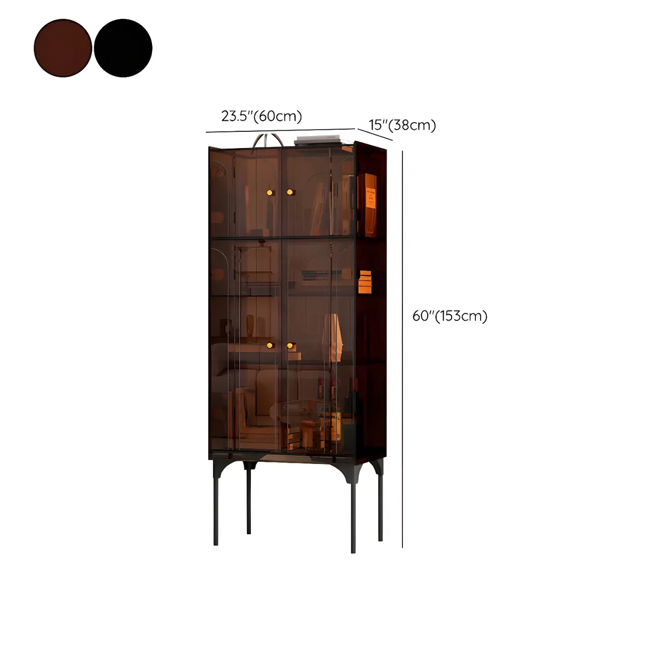 Modern Plastic/Acrylic Sideboard Cabinets with Shelves in Red