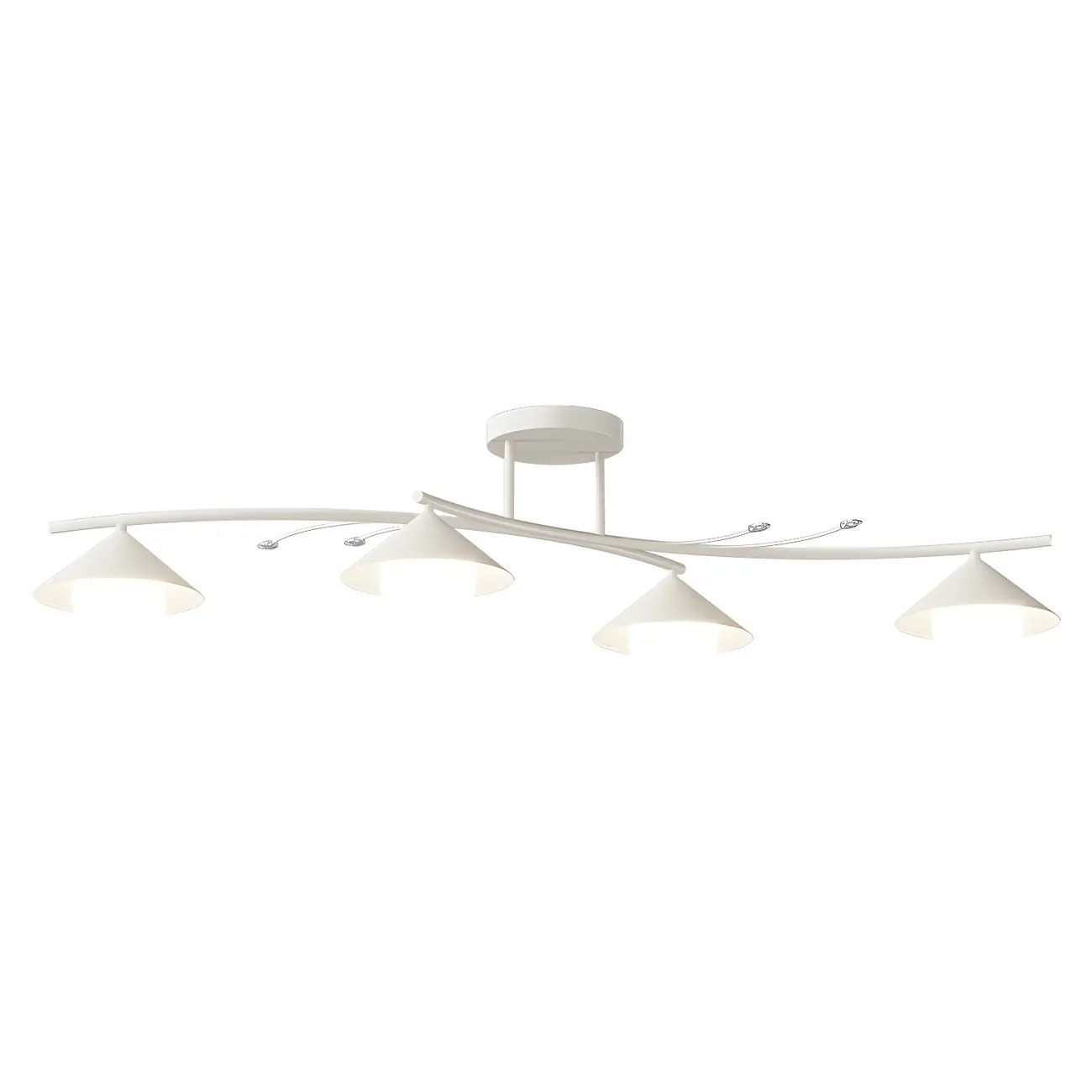 Sleek Modern White Metal Island Pendant Light
