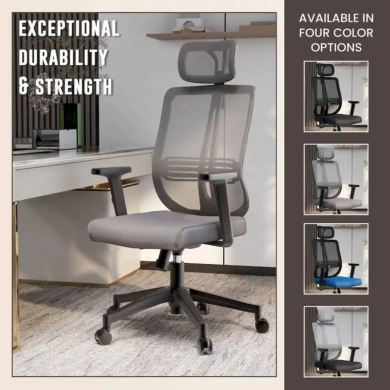 Adjustable Office Chair with Mesh Back and Headrest Nift Series by LeisureMod