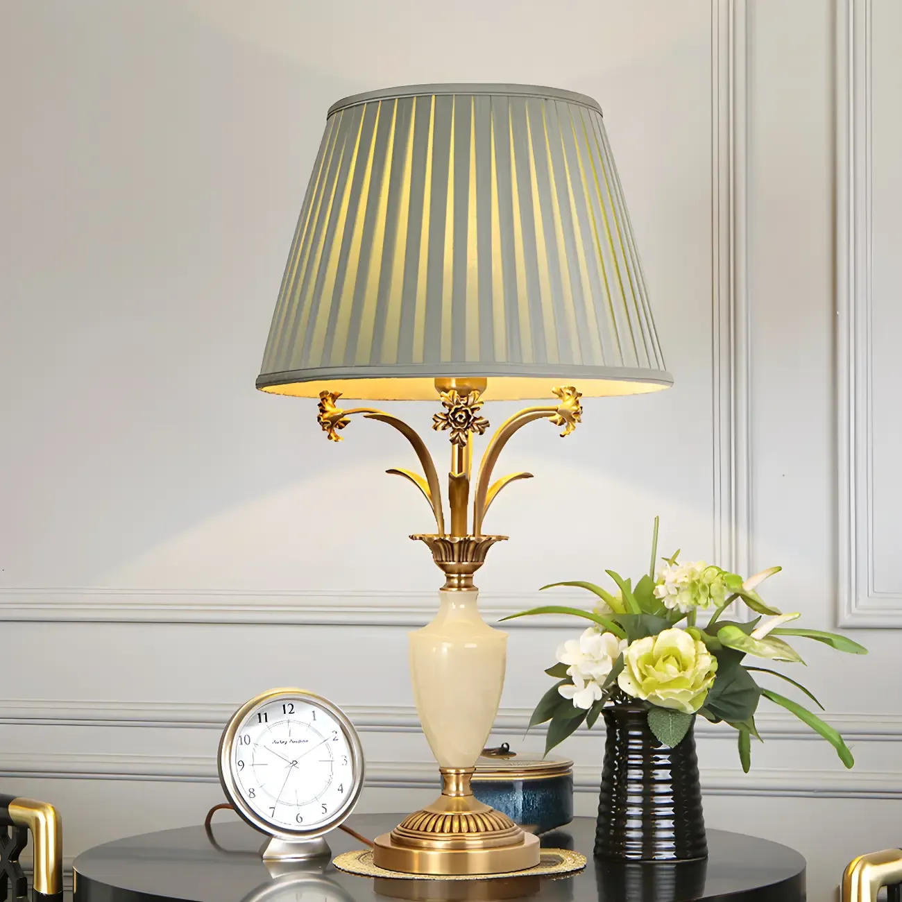 Green Elegant Metal Table Lamp Remote Control for Living Room