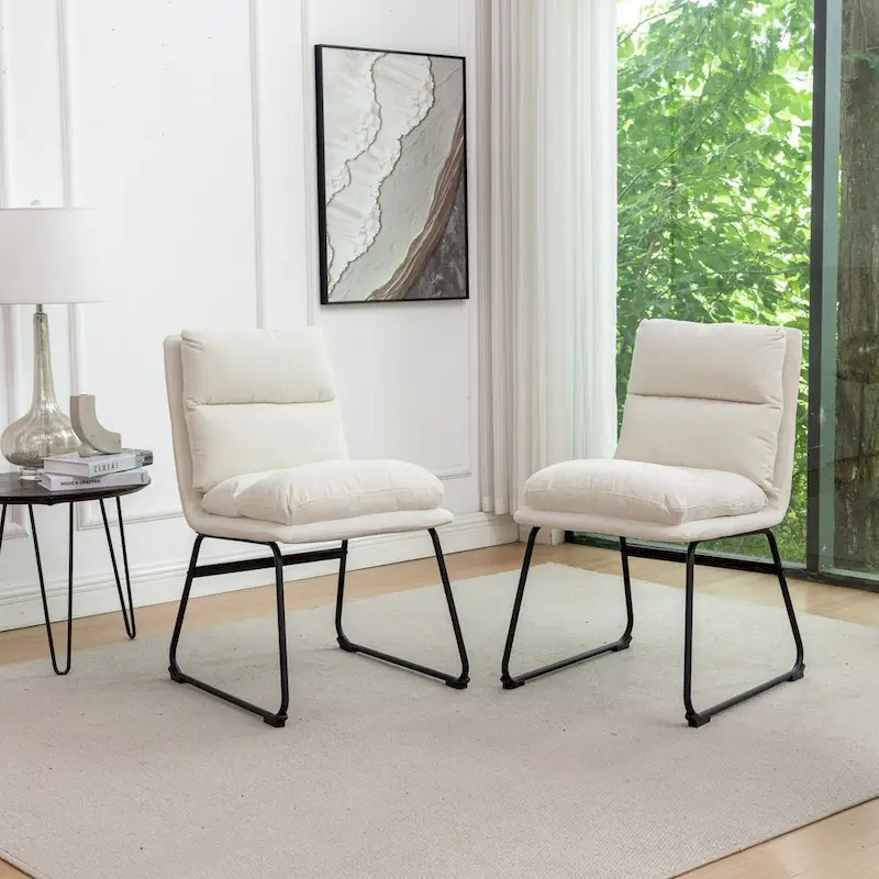 Roundhill Furniture Milos Upholstered Dining Chairs, Set of 2 - N/A