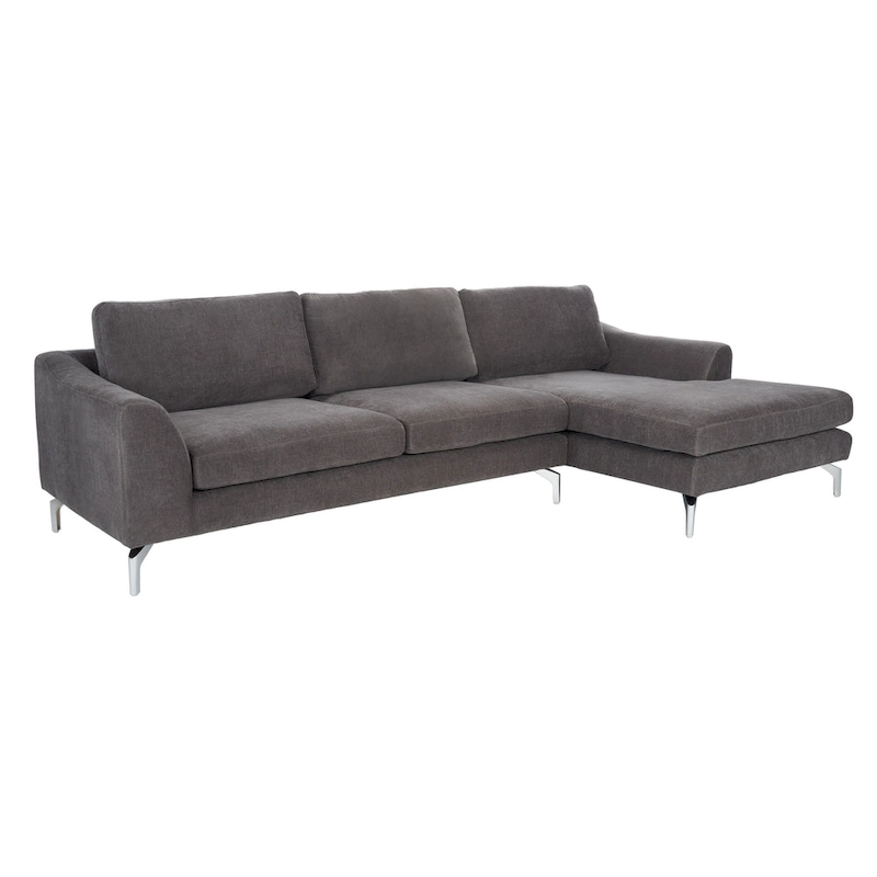 SAFAVIEH Couture Nicholsen Anthracite Grey Velvet Sofa