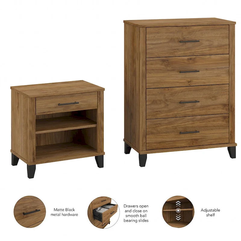 Somerset Chest of Drawers and Nightstand Set by Bush Furniture