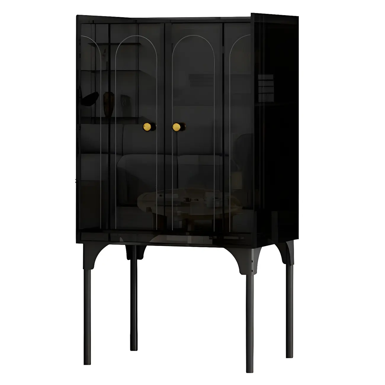 Modern Plastic/Acrylic Sideboard Cabinets with Shelves in Red