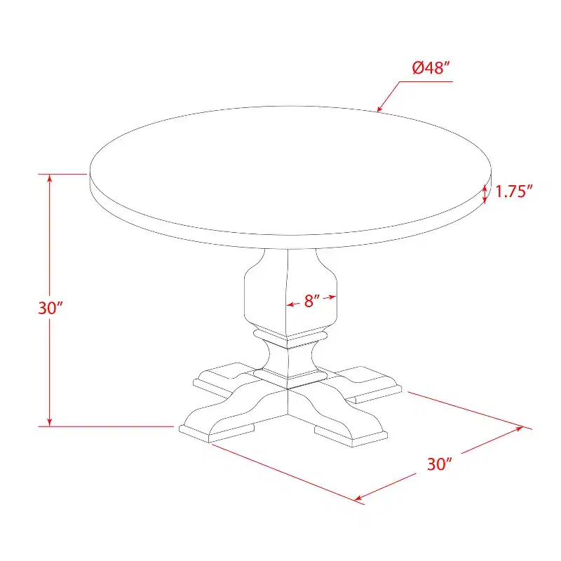 Round Dining Table, Brown, Pedestal Base, Seats 2