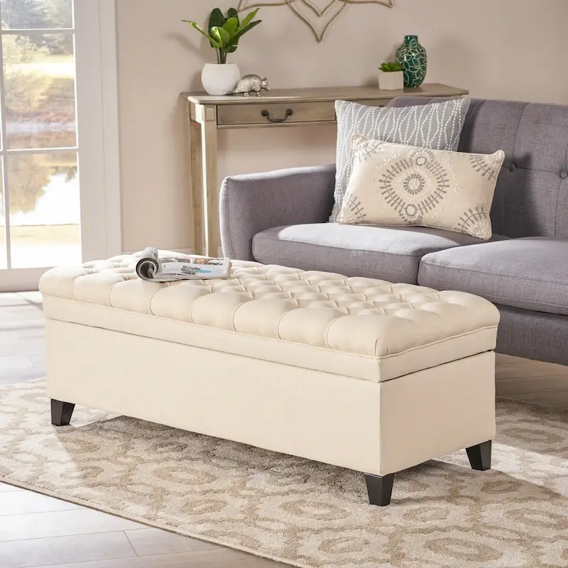 Modern Upholstered Storage Bench for Living Room Entryway