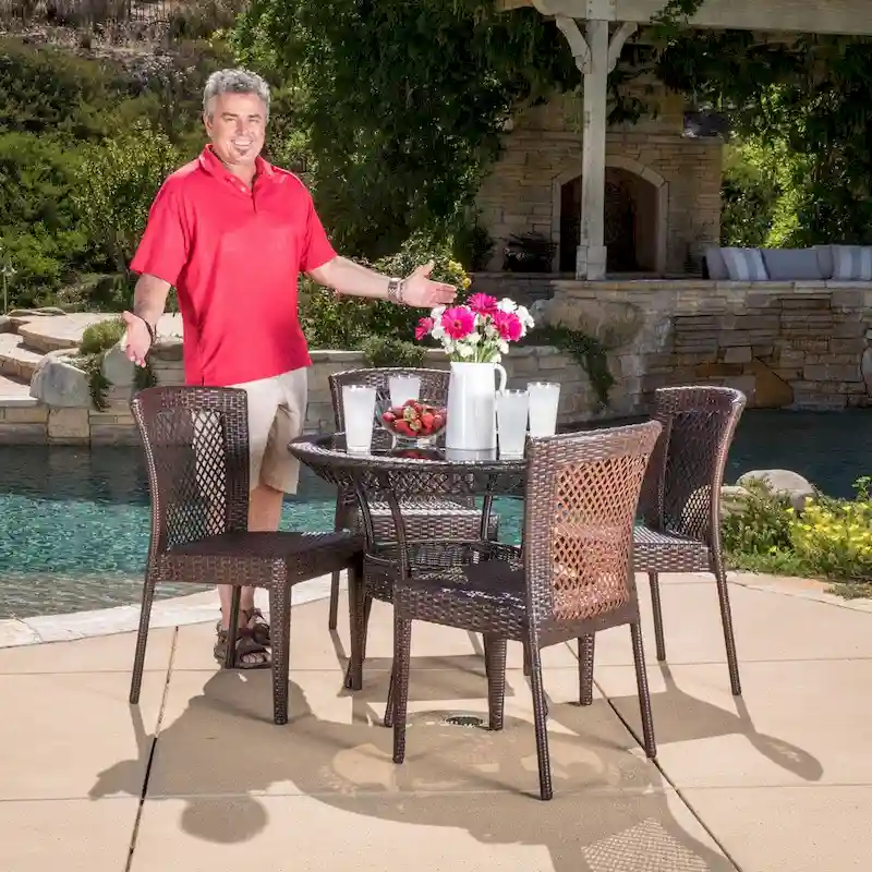 Farley Outdoor 5-piece Wicker Dining Set by Christopher Knight Home