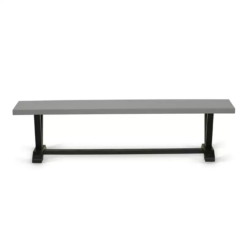 HomeStock Modern Dining Table Bench with Wood Seat, 72x15x18 Inch, Brushed Black