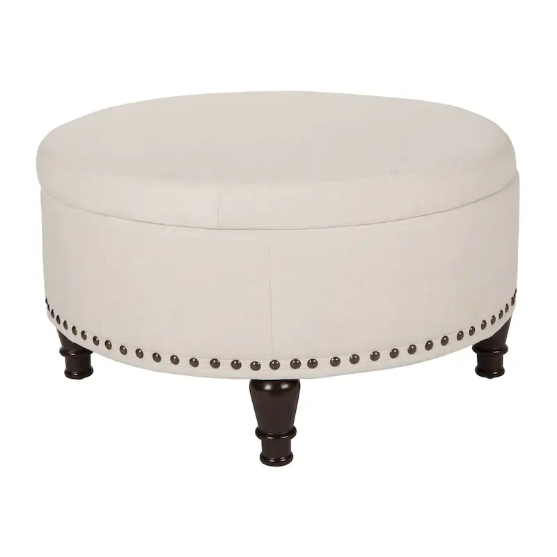 OS Home and Office Furniture Model Augusta Storage Ottoman - Linen