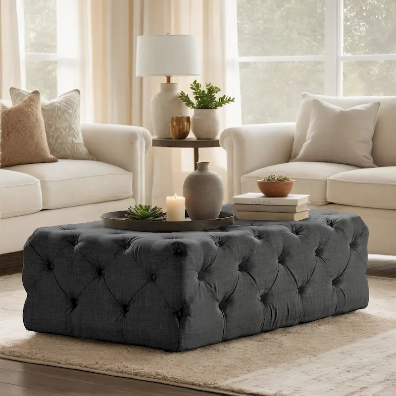 Gdansk Rectangular Tufted Ottoman with Casters