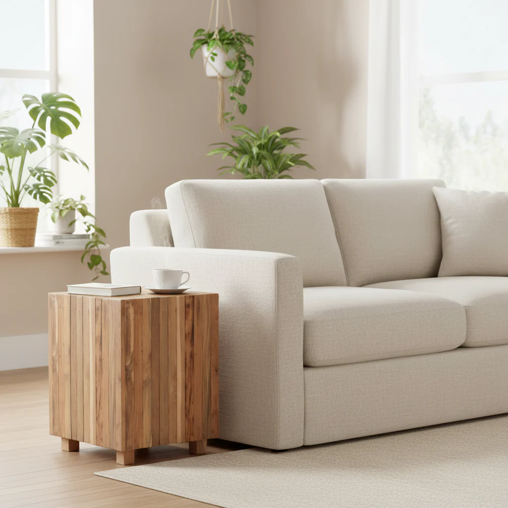 Medium Oak Square End Table - 15 x 15 x 19.5 - 15Wx15Dx20H