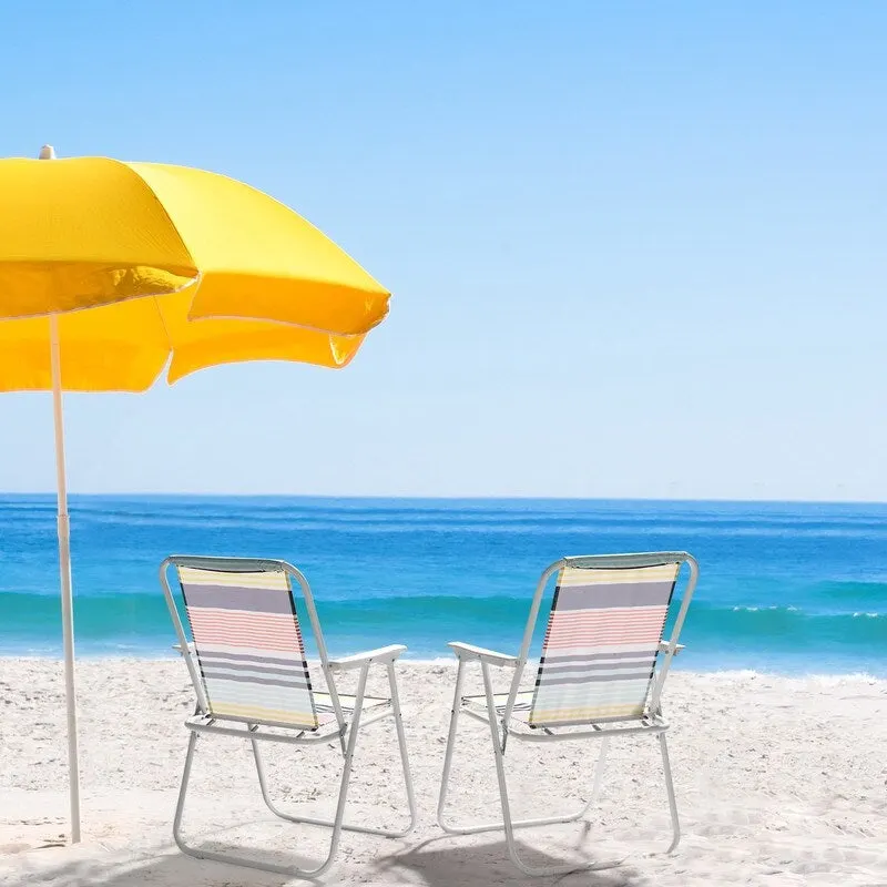 Folding High-backed Lightweight Beach Chair with Hard Armrest - 19*17*29 in.