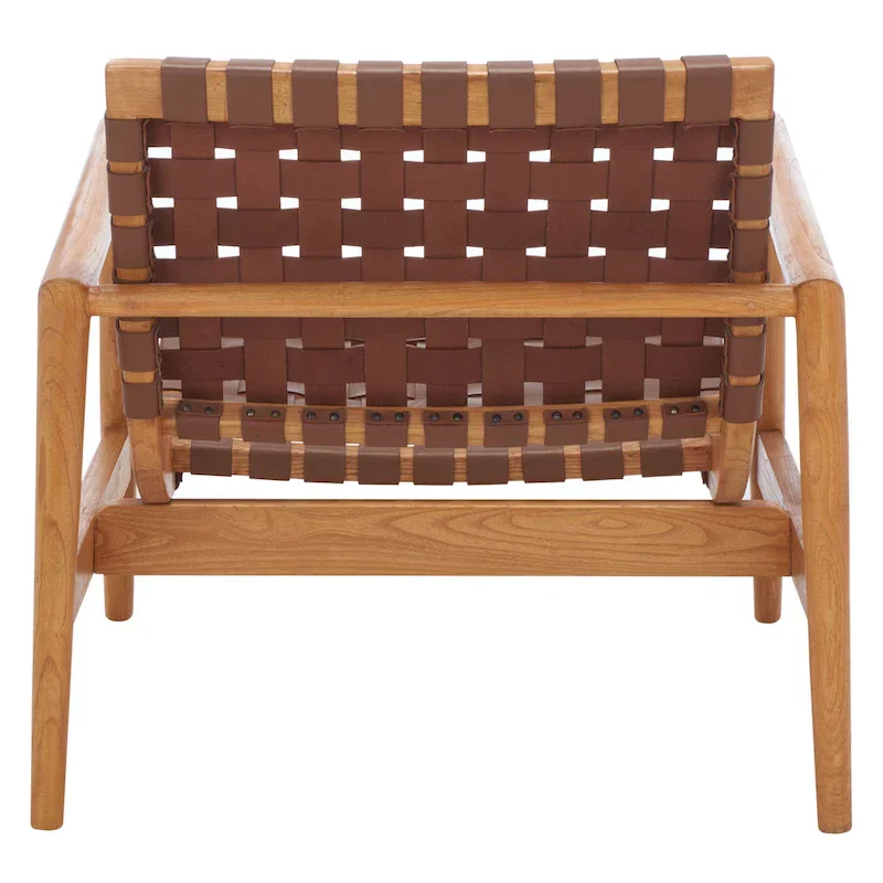 SAFAVIEH Vena Leather Woven Accent Chair - 30 W x 28 D x 28 H - 30Wx28Dx28H