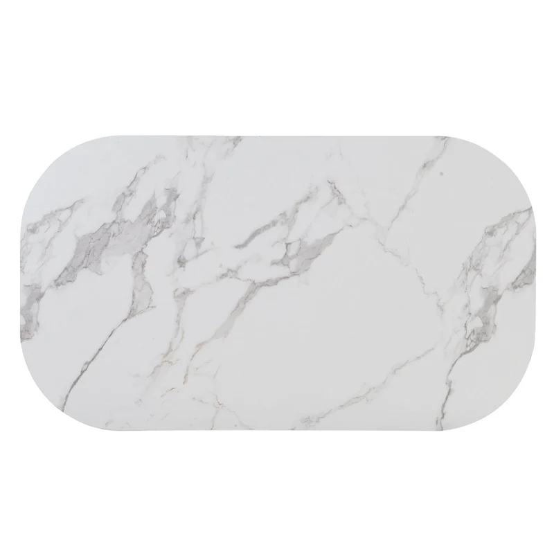 Modern 7-Piece Metal Frame Dining Table Set with Half-Round Table & 6 Chairs