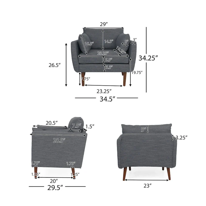 Gould Upholstered Club Chair with Accent Pillows