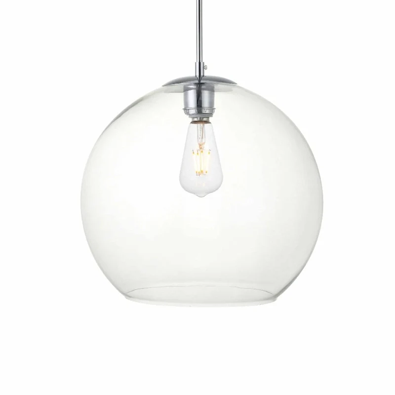 Elegant Lighting Baxter Single Light 14  Wide Pendant with Clear Glass
