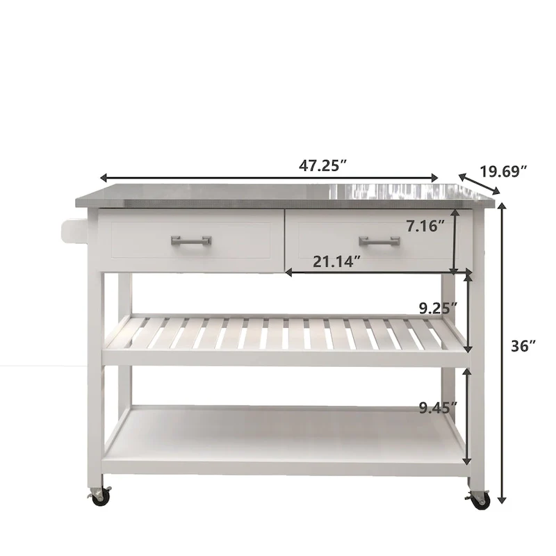 Stainless Steel Top Kicthen Cart With Two Drawers