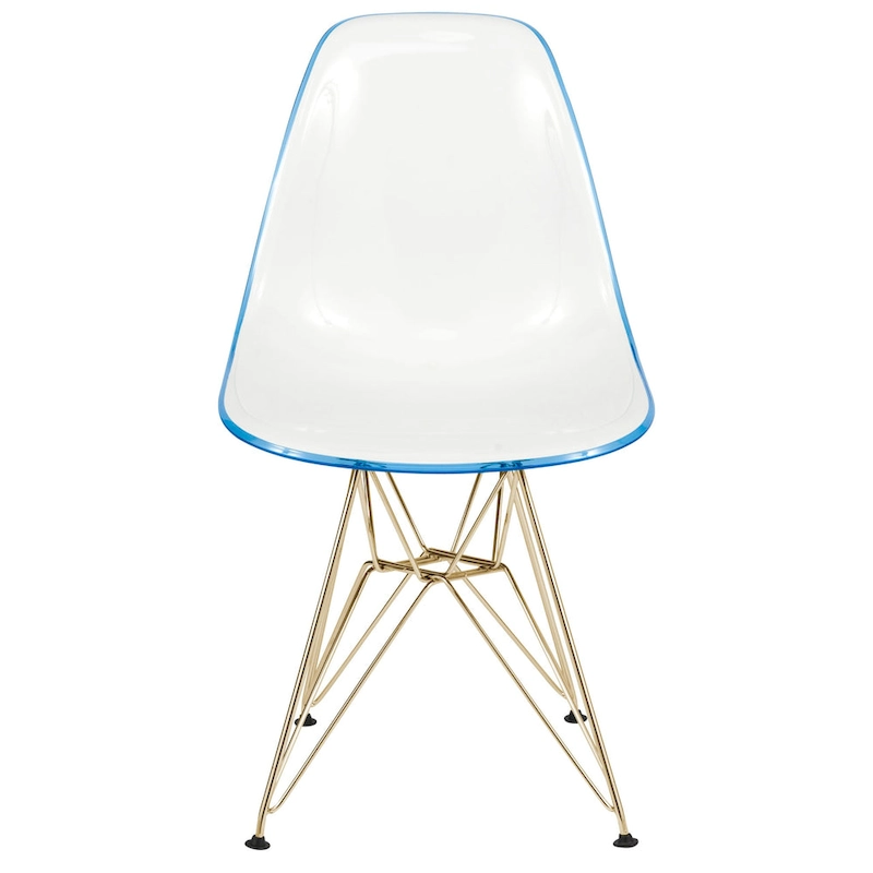 Cresco Plastic Dining Side Chair with Eiffel Base in Gold Set of 2 by LeisureMod
